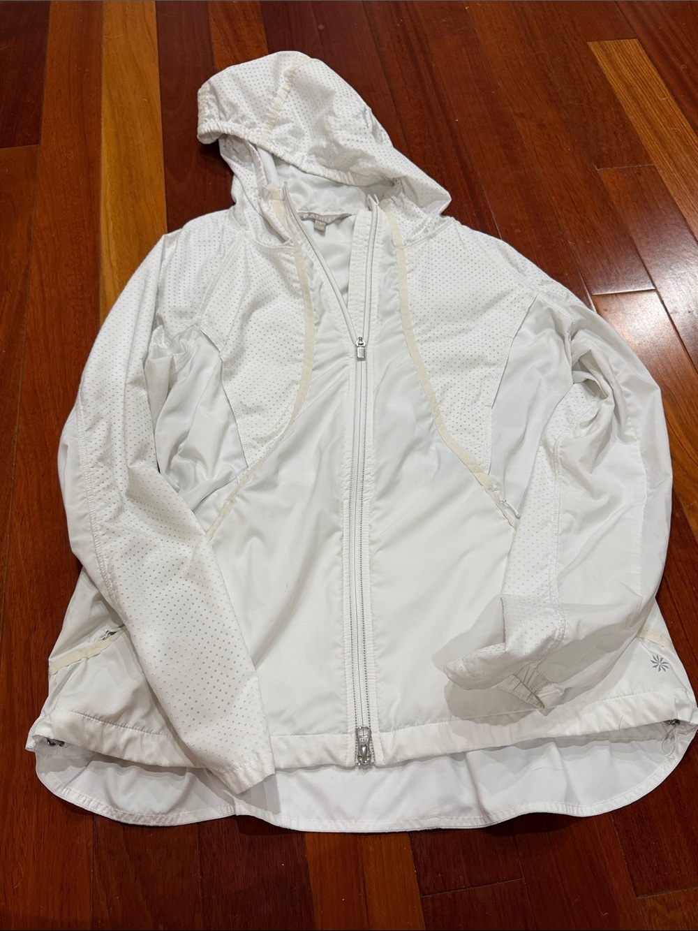 Athleta White Hooded Active Utility Jacket